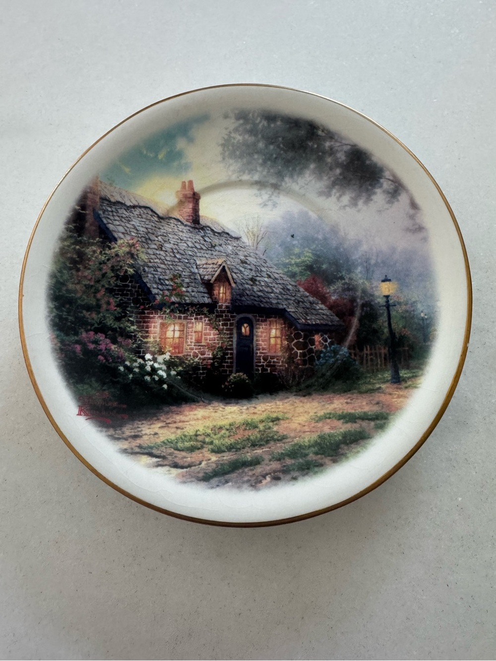 Thomas Kinkade Moonlight Cottage Porcelain Plate 6”